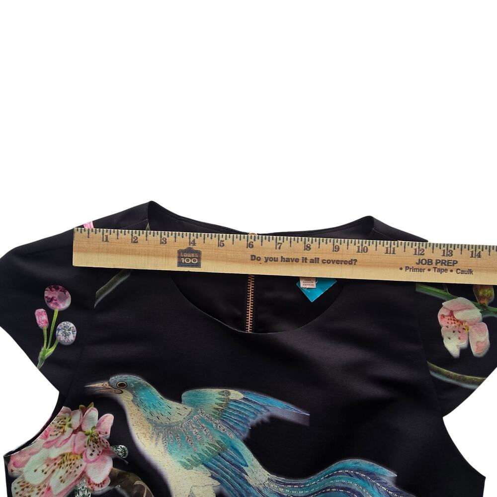 Ted Baker Womens Black Floral & Bird Fit & Flare Zaldana Dress w/Pockets | 2 - Picture 8 of 14